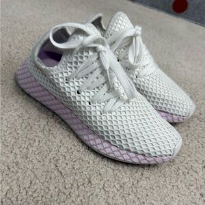 Adidas Deerupt White and Pink Dress Sneakers